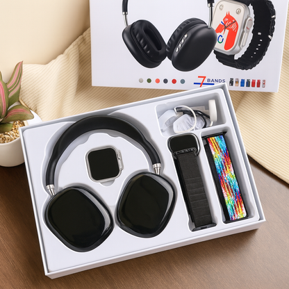 Combo Audífonos P9 Ultra 2 + Smartwatch BIG 2.20” + 7 Correas