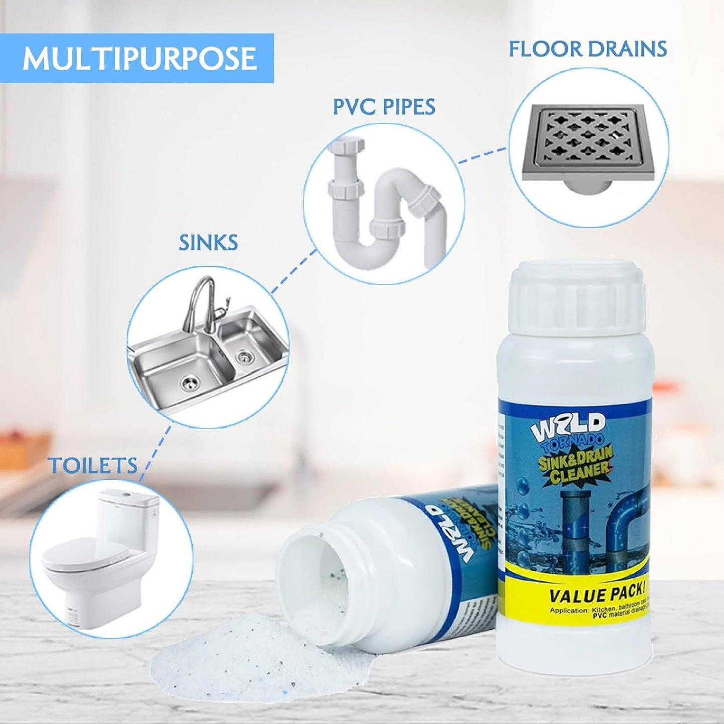 Polvo Limpiador De Drenaje X3pcs